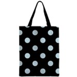 Polka Dots - Light Cyan on Black Zipper Classic Tote Bag