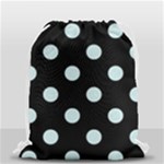 Polka Dots - Light Cyan on Black Drawstring Bag (Small)