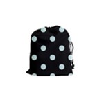 Polka Dots - Light Cyan on Black Drawstring Pouch (S)