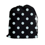 Polka Dots - Light Cyan on Black Drawstring Pouch (XXl)