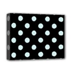 Polka Dots - Light Cyan on Black Deluxe Canvas 14  x 11  (Stretched)