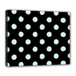 Polka Dots - Light Cyan on Black Deluxe Canvas 24  x 20  (Stretched)