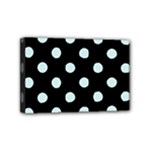 Polka Dots - Light Cyan on Black Mini Canvas 6  x 4  (Stretched)