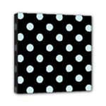 Polka Dots - Light Cyan on Black Mini Canvas 6  x 6  (Stretched)