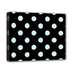 Polka Dots - Light Cyan on Black Canvas 10  x 8  (Stretched)
