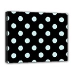 Polka Dots - Light Cyan on Black Canvas 14  x 11  (Stretched)