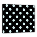 Polka Dots - Light Cyan on Black Canvas 24  x 20  (Stretched)