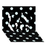 Polka Dots - Light Cyan on Black LOVE 3D Greeting Card (7x5)