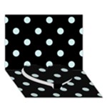 Polka Dots - Light Cyan on Black Heart Bottom 3D Greeting Card (7x5)