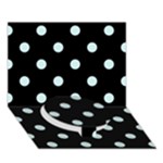 Polka Dots - Light Cyan on Black Circle Bottom 3D Greeting Card (7x5)