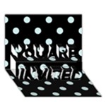 Polka Dots - Light Cyan on Black YOU ARE INVITED 3D Greeting Card (7x5)