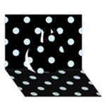 Polka Dots - Light Cyan on Black Apple 3D Greeting Card (7x5)