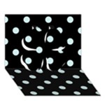 Polka Dots - Light Cyan on Black Clover 3D Greeting Card (7x5)