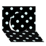 Polka Dots - Light Cyan on Black Circle 3D Greeting Card (7x5)
