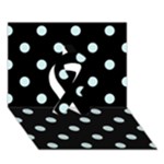 Polka Dots - Light Cyan on Black Ribbon 3D Greeting Card (7x5)