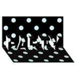 Polka Dots - Light Cyan on Black PARTY 3D Greeting Card (8x4)