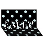 Polka Dots - Light Cyan on Black SORRY 3D Greeting Card (8x4)