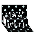 Polka Dots - Light Cyan on Black Get Well 3D Greeting Card (7x5)