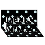 Polka Dots - Light Cyan on Black Merry Xmas 3D Greeting Card (8x4)