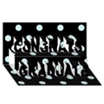 Polka Dots - Light Cyan on Black Congrats Graduate 3D Greeting Card (8x4)