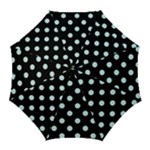 Polka Dots - Light Cyan on Black Golf Umbrella