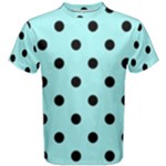 Polka Dots - Black on Celeste Cyan Men s Cotton Tee