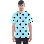 Polka Dots - Black on Celeste Cyan Men s Sport Mesh Tee