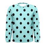 Polka Dots - Black on Celeste Cyan Men s Long Sleeve T-shirt
