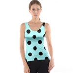 Polka Dots - Black on Celeste Cyan Tank Top