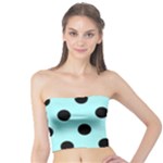 Polka Dots - Black on Celeste Cyan Tube Top