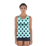 Polka Dots - Black on Celeste Cyan Women s Sport Tank Top
