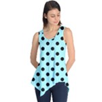 Polka Dots - Black on Celeste Cyan Sleeveless Tunic