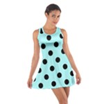 Polka Dots - Black on Celeste Cyan Cotton Racerback Dress