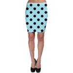Polka Dots - Black on Celeste Cyan Bodycon Skirt