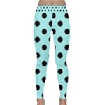 Polka Dots - Black on Celeste Cyan Yoga Leggings