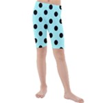 Polka Dots - Black on Celeste Cyan Kid s Mid Length Swim Shorts