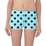 Polka Dots - Black on Celeste Cyan Boyleg Bikini Bottoms