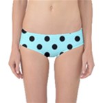 Polka Dots - Black on Celeste Cyan Classic Bikini Bottoms