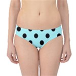 Polka Dots - Black on Celeste Cyan Hipster Bikini Bottoms