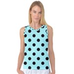 Polka Dots - Black on Celeste Cyan Women s Basketball Tank Top