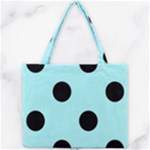 Polka Dots - Black on Celeste Cyan Mini Tote Bag