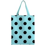 Polka Dots - Black on Celeste Cyan Zipper Classic Tote Bag