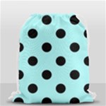 Polka Dots - Black on Celeste Cyan Drawstring Bag (Small)