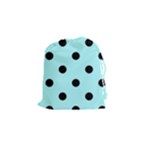 Polka Dots - Black on Celeste Cyan Drawstring Pouch (S)