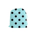 Polka Dots - Black on Celeste Cyan Drawstring Pouch (M)