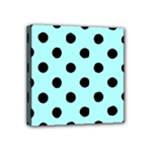 Polka Dots - Black on Celeste Cyan Mini Canvas 4  x 4  (Stretched)