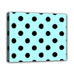 Polka Dots - Black on Celeste Cyan Canvas 10  x 8  (Stretched)