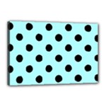 Polka Dots - Black on Celeste Cyan Canvas 18  x 12  (Stretched)