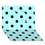 Polka Dots - Black on Celeste Cyan Clover 3D Greeting Card (7x5)