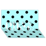 Polka Dots - Black on Celeste Cyan HUGS 3D Greeting Card (8x4)